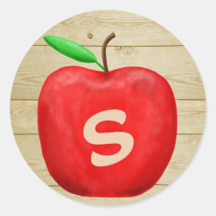Red Apple Monogram Runder Aufkleber