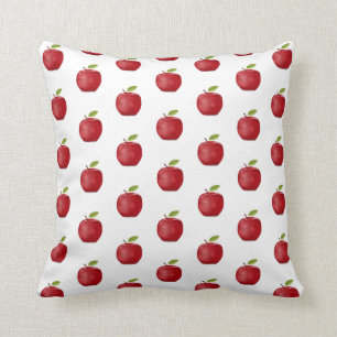 Red Apple Pattern auf Weiß Kissen
