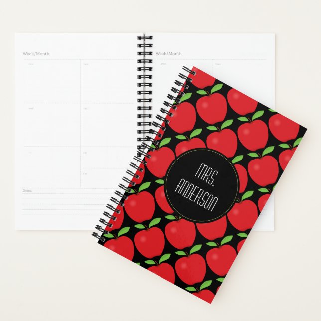 Red Apple Pattern, Personalisiert Teacher Planer (Anzeige)