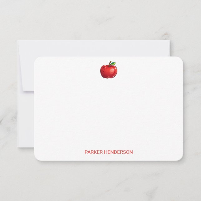 Red Apple Personalisiert Kids Stationery Dankeskarte (Vorderseite)