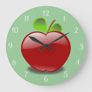Red Apple Round Wall Clock Große Wanduhr