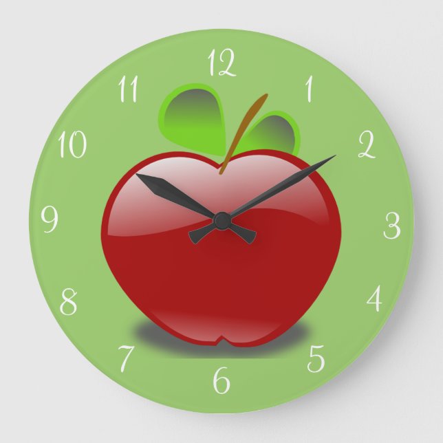 Red Apple Round Wall Große Wanduhr (Vorderseite)
