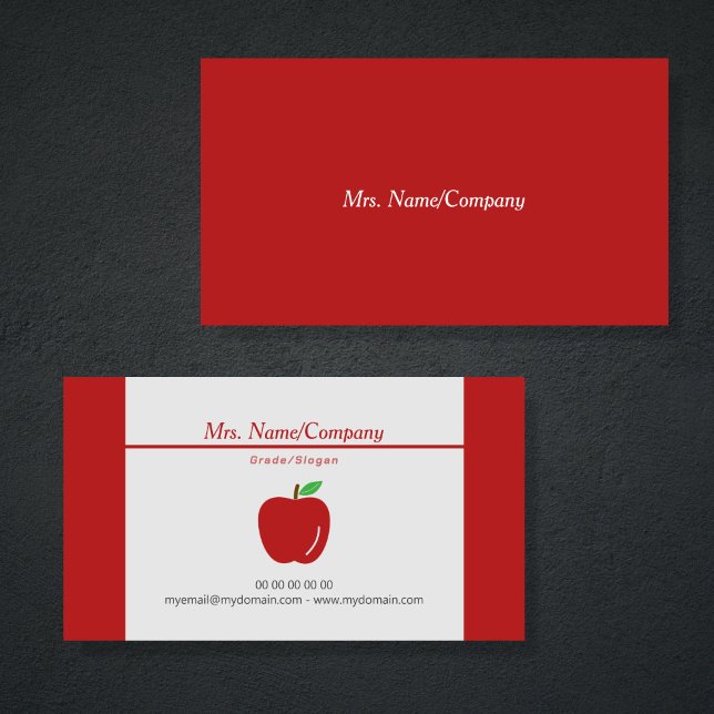 Red Apple Teacher Business Card Visitenkarte (Red Apple Teacher Business Card)