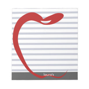 Red Apple Teacher Personalisiert Grau Linien Memop Notizblock