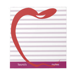 Red Apple Teacher Personalisiert Pink Lines Notizblock