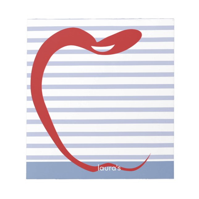 Red Apple Teacher Personalisiert Strip Notepad Notizblock (Vorderseite)