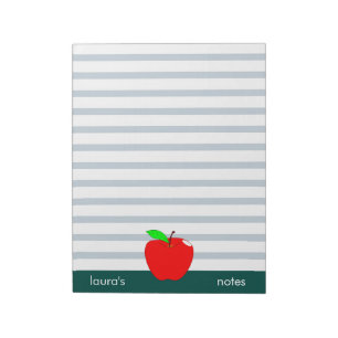 Red Apple Teacher Personalisierte grüne Linien Notizblock