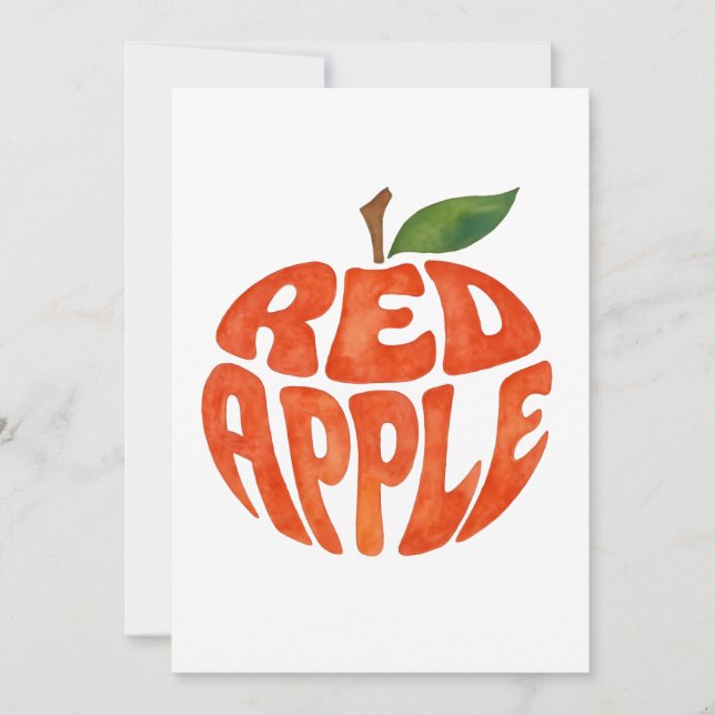 Red Apple Typografy Art, Apple Dankeskarte (Vorderseite)