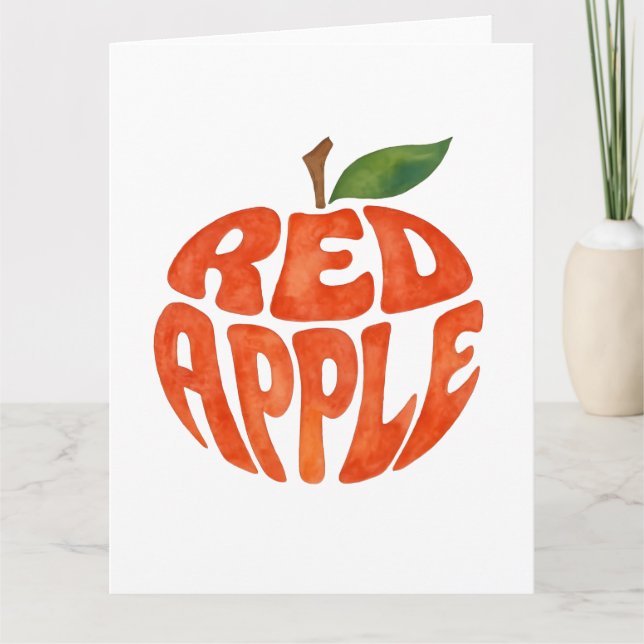 Red Apple Typografy Art, Apple Dankeskarte (Vorderseite)