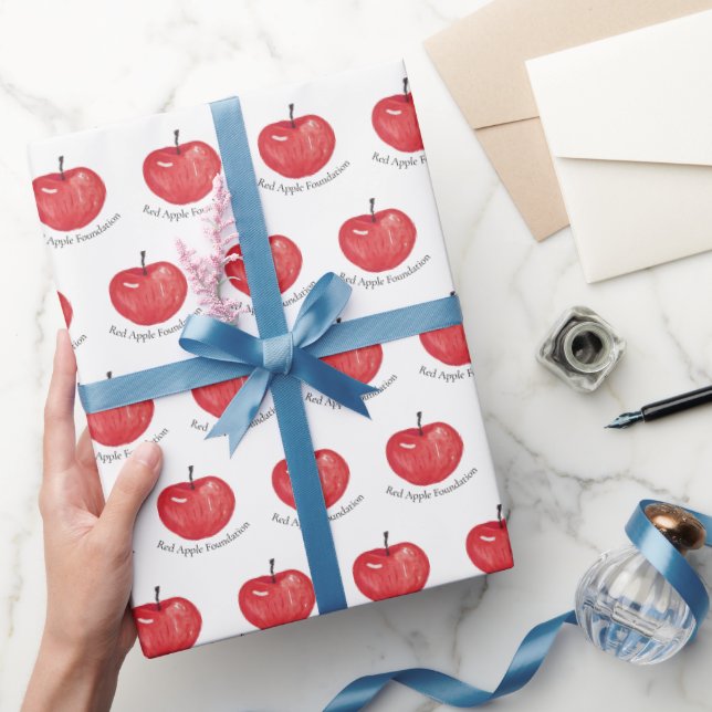 Red Apple Watercolor Illustration Mit Monogramm Geschenkpapier (Schenken)