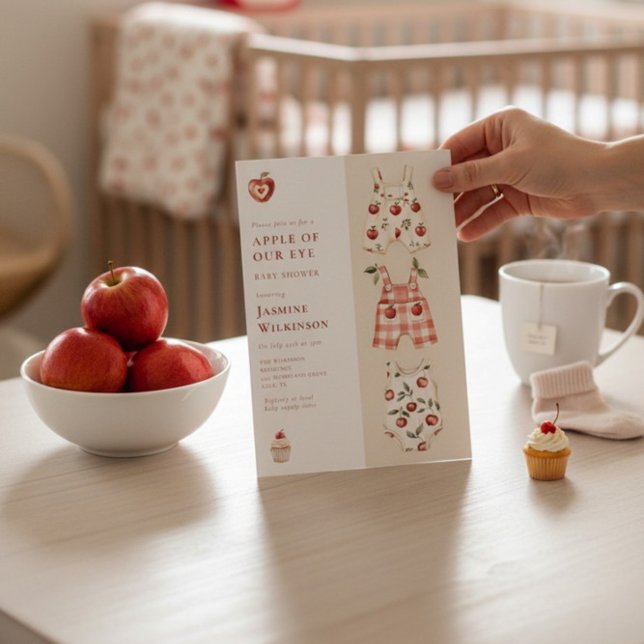 Red Apple Watercolor Kinderdusche Einladung (Von Creator hochgeladen)