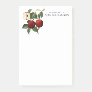 Red Apples Botanical Teacher Name 4x6 Post-it Klebezettel