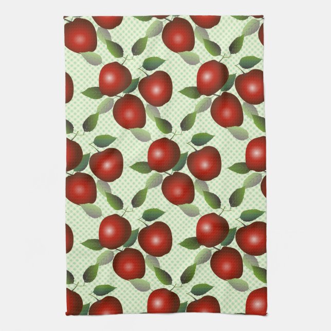 Red Apples Fruit Gingham Geschirrtuch (Vertikal)