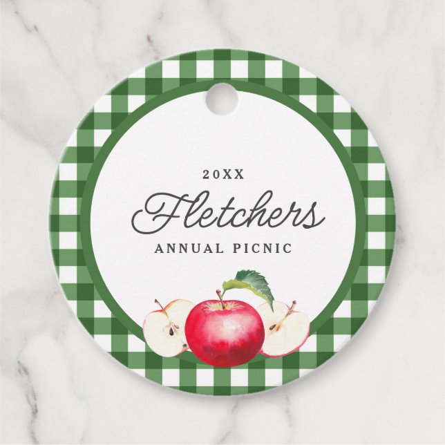 Red Apples & Green Gingham Custom Geschenkanhänger (Vorderseite)