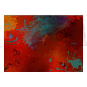 Red, Aqua & Gold Grunge Digitale Abstrakte Kunst