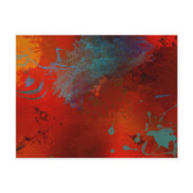Red, Aqua & Gold Grunge Digitale Abstrakte Kunst