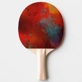 Red, Aqua & Gold Grunge Digitale Abstrakte Kunst Tischtennis Schläger