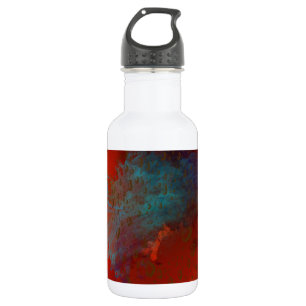 Red, Aqua & Gold Grunge Digitale Abstrakte Kunst Trinkflasche