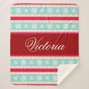 Red Aqua Snowflakes Weihnachtsmuster Individuelle  Sherpadecke