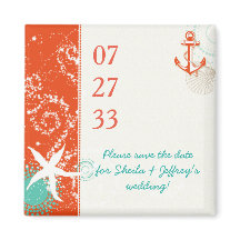 Red Aqua White Nautical Wedding rettet das Datum