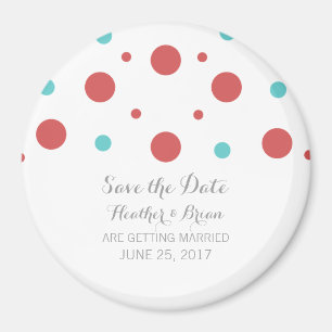 Red Aquamarin Confetti Speichern Sie das Date Magn Magnet