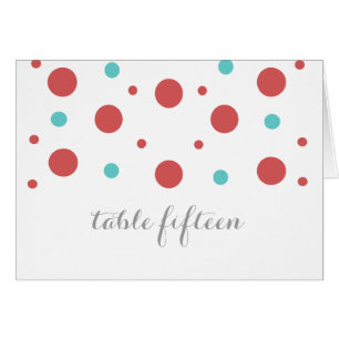 Red Aquamarin Confetti Tischnummer Card