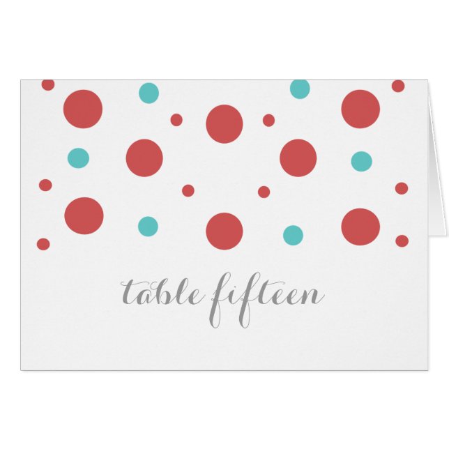 Red Aquamarin Confetti Tischnummer Card (Vorderseite (Horizontal))