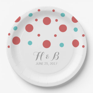 Red Aquamarin Confetti Wedding Paper Teller