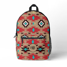 Red Aquamarin Native American Vision Monogram