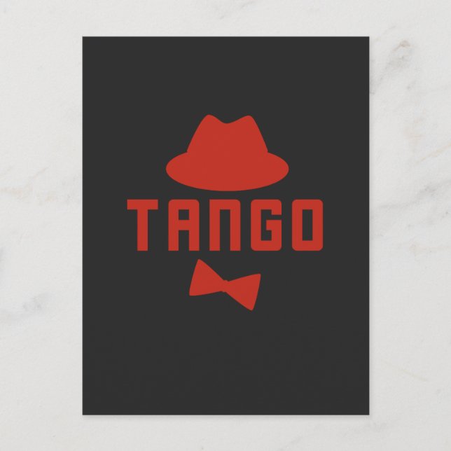 Red Argentine Tango Fedora Hat und Bowtie Postkarte (Vorderseite)