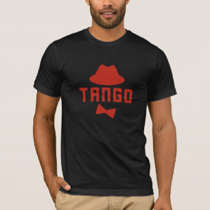 Red Argentine Tango Fedora Hat und Bowtie T-Shirt