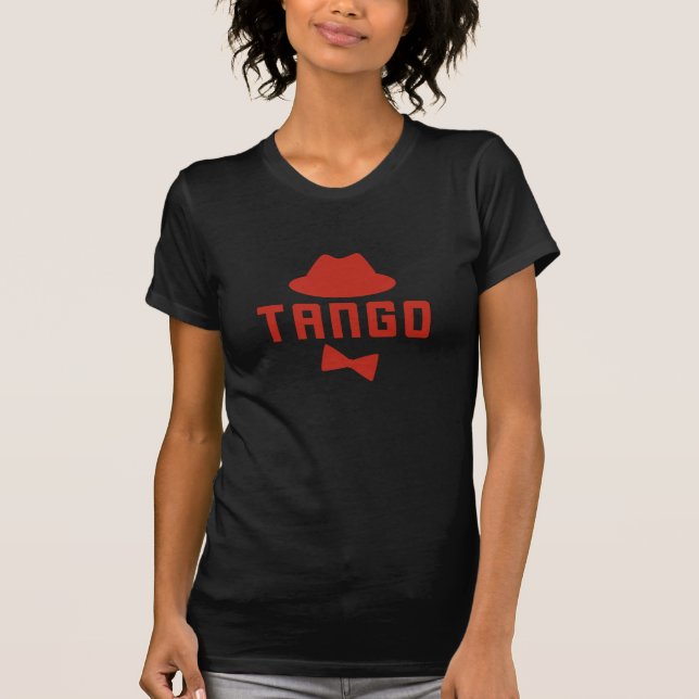Red Argentine Tango Fedora Hat und Bowtie T-Shirt (Vorderseite)
