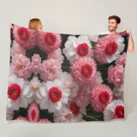 Red Armeria Floral Fleece Blanket - Luxuriöses Hig