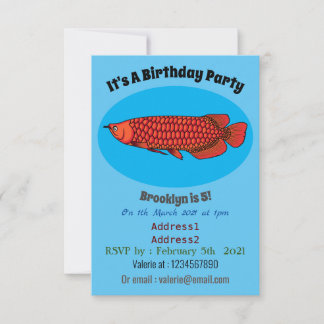 Red Arowana Cartoon Illustration Einladung