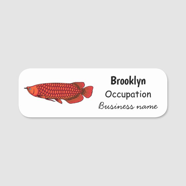Red Arowana Cartoon Illustration Namensschild (Vorderseite)
