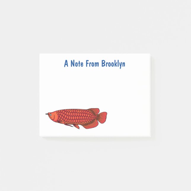 Red Arowana Cartoon Illustration Post-it Klebezettel (Vorderseite)
