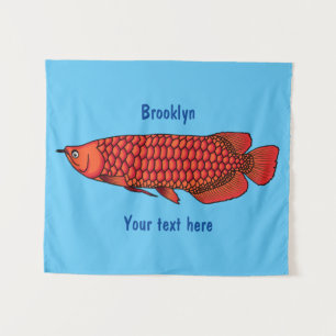 Red Arowana Cartoon Illustration Wandteppich