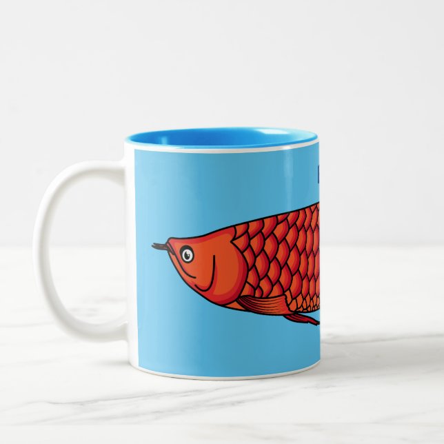 Red Arowana Cartoon Illustration Zweifarbige Tasse (Links)