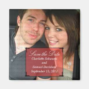 Red Art Deco Frame speichern das Date Magnet