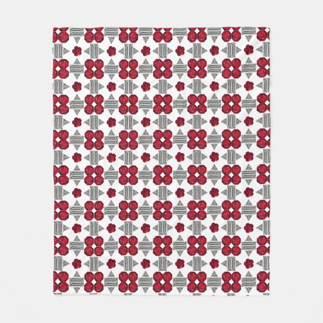 Red Art Deco Muster Fleecedecke (Vorderseite)