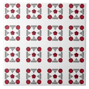 Red Art Deco Muster Fliese