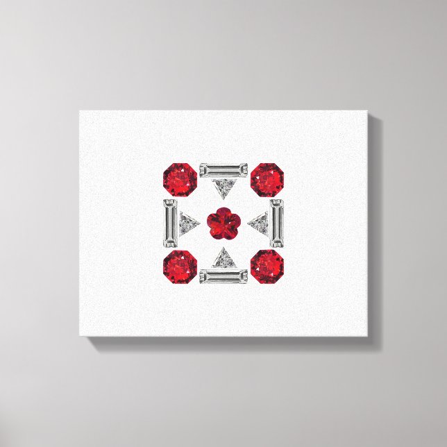 Red Art Deco Muster Leinwanddruck (Vorderseite)