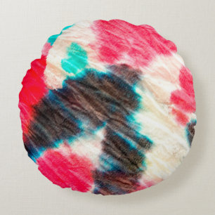 Red Artistic Dirty. Shibori Muster. Summer Brush  Rundes Kissen
