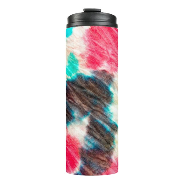 Red Artistic Dirty. Shibori Muster. Summer Brush  Thermosbecher (Vorderseite)