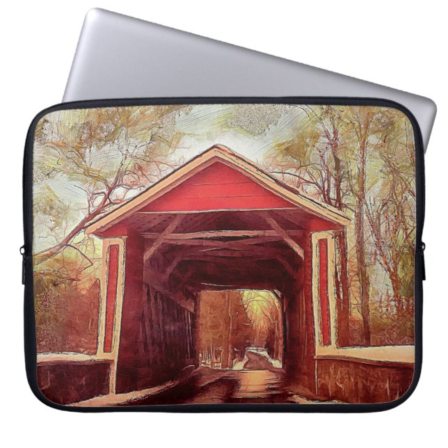 Red Ashland Covered Bridge Laptop Sleeve (Vorderseite)