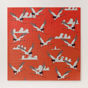 Red Asian Crane Pattern