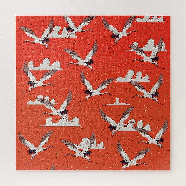 Red Asian Crane Pattern (Vertikal)