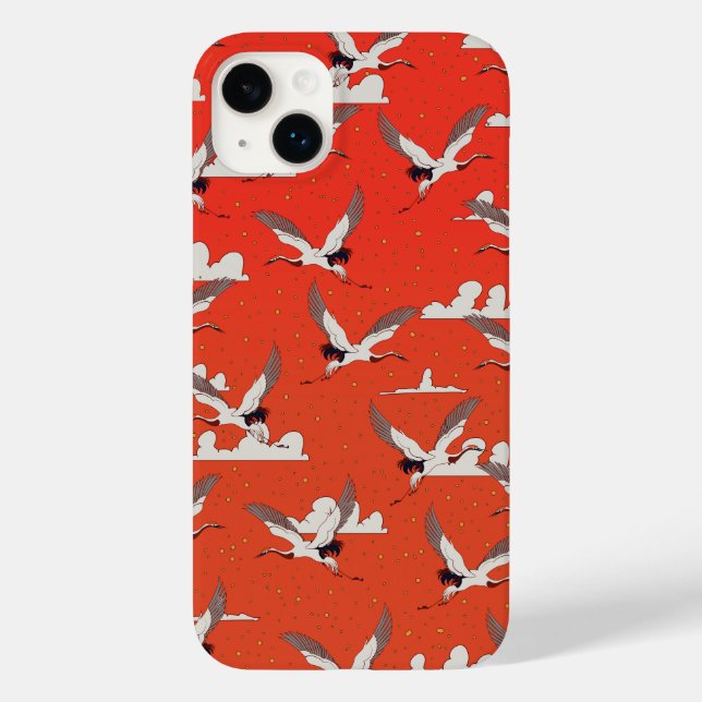 Red Asian Crane Pattern Case-Mate iPhone 14 Plus Hülle (Rückseite)