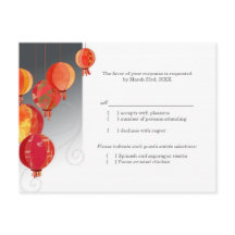 Red Asian Hanging Lanterns Wedding RSVP