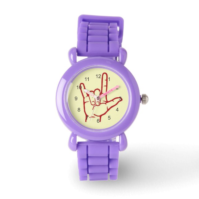 Red ASL I Liebe Sie sehen Armbanduhr (Vorderseite)